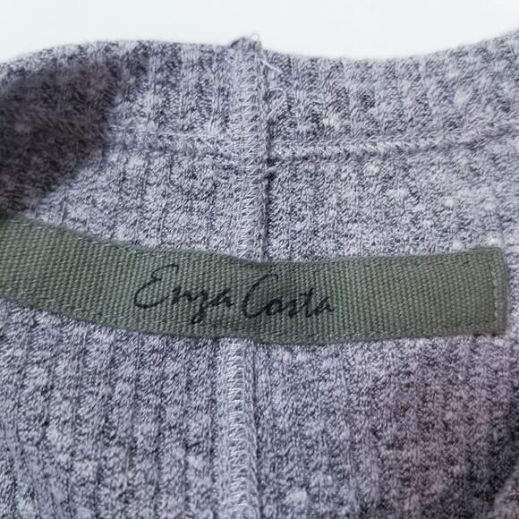 Enzo Costa Ribbed Knit Mini Dress Sleeveless Crewneck - Picture 2 of 14